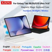 AJIUYU Hintergrundbeleuchtung Magic Keyboard Hülle für Samsung Galaxy Tab S10 Ultra 14,6" S9 Ultra S8 Ultra 14,6 Zoll Smart Cover Multi-Touch