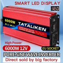 inverter di potenza a onda sinusoidale pura da 12 V a 220 V 50 HZ 2500 W 3500 W 4500 W 5000 W 6000 W convertitore di tensione da CC a CA alimentatore presa UE