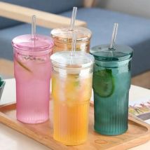 550ml Stroh glas becher mit großem Fassung vermögen und Deckel