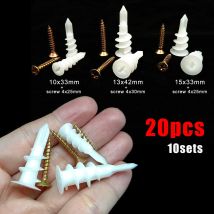 10 Sets selbstbohrender Trockenbauanker mit Blechschraube für Gipskarton, Gipshöhle, Wandexweiterungsstopfen aus Kunststoff und Nylon