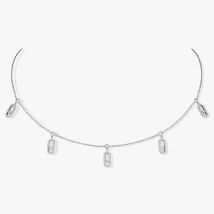 MESSITOK Classic S 925 sterling silver plated 18K white gold five pendant with diamond women's necklace