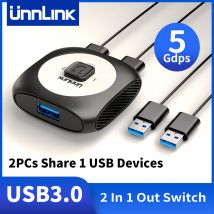 Unnlink Selettore switch USB 3.0 5 Gbps 2 in 1 uscita per PC + MacBook per stampante tastiera mouse