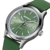BERNY Uhren für Herren, 40 mm, leuchtende Eleganz, Kleid, Quarzuhr, Kalenderwoche, luxuriös, wasserdicht, lässig, Business-Herren-Armbanduhr