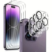 Proteggi schermo in vetro temperato da 3 pezzi per iPhone 17 16 15 14 13 12 11 Pro Max 15 14 Plus 13 12 11 con protezione per obiettivo fotocamera da 3 pezzi