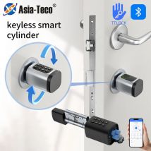 TTlock/Tuya App cerradura de cilindro inteligente aplicación de mortaja puerta de enlace G2 llave mecánica y energía de emergencia USB código Pin de huella digital sin llave