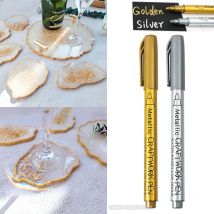 1-4Pcs Metallic Wasserdichte Permanent Marker Stifte für DIY Epoxy Harz Form Gold Silber Farbe Zeichnung Liefert handwerk Marker Stift