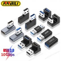 NNBILI Adattatore di estensione USB 3.0 ad angolo retto da 90 gradi Connettore USB a gomito verso l'alto per PC Convertitore di spina di estensione maschio-femmina