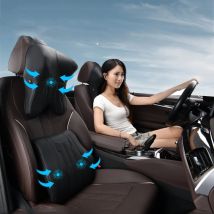 Auto in pelle Pu massaggio elettrico cuscino per il collo cuscino per poggiatesta a vibrazione supporto per sedile lombare cuscino per lo schienale forniture per veicoli da viaggio