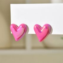 Shine Cute Korean Heart Earrings New Trend Boho Acrylic Geometric Love Heart Stud Earrings Biżuteria modowa dla kobiet