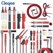 Cleqee P1308B Kit puntali per multimetro da 18 pezzi con aghi sostituibili Morsetti a coccodrillo Spina a banana da 4 mm per testare Set di clip per ganci