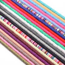 1 Schnur 6 mm mehrfarbige Polymer-Ton-Perlen, flach, rund, handgefertigt, lose verteilte Perlen für Schmuckherstellung, DIY-Armband, Ohrringe, Basteln