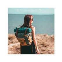 MUCHUAN Vintage Oil Waxed Canvas Leather Backpack Large Capacity Teenager Traveling Waterproof Daypacks 14" Laptops Rucksack