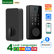Raykube ds01 4-sprachiges Tuya Smart Fingerprint Riegels chloss mit Riegel/Tür sensor Auto Lock Schlüssel/Passwort/Karte/Tuya App entsperren