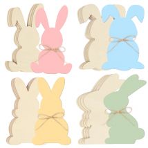 Grande coniglietto di legno pasquale incompiuto a forma di coniglio fetta di legno per bambini pittura fai da te artigianato regalo felice festa di Pasqua decorazione della casa