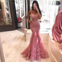 Elegante Spitze Meerjungfrau Abendkleider Perlen Applikationen Lange Prom Kleider Nach Maß Party Kleid Robe De Soiree