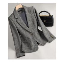 Koreanische Mode Frauen Herbst Winter Retro braun grau lange Ärmel Woll blazer Mantel Vintage rosa elegante Single Button Tops neu