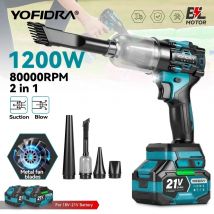 YOFIDRA Brushless Electric 2-in-1 Turbo Blower Jet Fan & Vacuum Cleaner 1000Pa Leaf Dust Blowing Tool For Makita 21V Battery Pin
