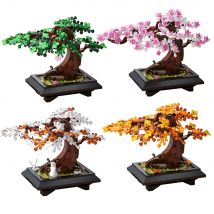 MOC Bonsai Tree Building Blocks Set Four Season Flower Bonsai Potted Plant Home Decoration Brick DIY Botanical Toys Adult Gift