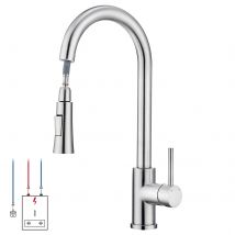 Rubinetto da cucina a bassa pressione Oeegoo, 360 ° Rubinetto da cucina girevole con doccia allungabile, miscelatore da cucina con doccia a 2 modalità