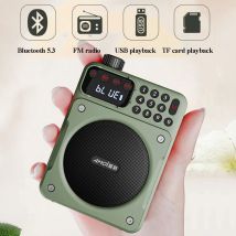 Mini-Digital-FM-Radio, HD-Display, 76–108 MHz, Funkgeräte, kabelloser Bluetooth 5.3-Lautsprecher, tragbarer Sprachverstärker mit TF-Karte, USB-Steckplatz