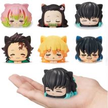 6 Teile/satz Anime Dämon Slayer Figur Nezuko Tanjirou Zenitsu Inosuke Mini Figur Kawaii Katze Ohr Schlaf Figur PVC Modell Puppe spielzeug