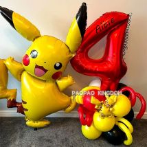 1set  Pokemon Pikachu Theme Foil Balloons Set Red Black Latex Balloon Kids Birthday Baby Shower Party Decora Supplies