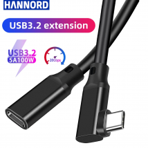 Hannord USB 3.2 Gen2 Ellenbogenkabel USB C Verlängerung VR Link Kabel 90 Grad PD100W 20 Gbit/s Daten für MacBook Pro Quest Laptop