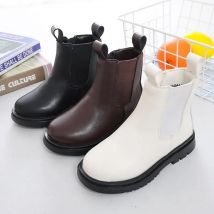 Kinder-Chelsea-Stiefel für Jungen und Mädchen, modisch, klassisch, mit Reißverschluss, knöchelhoch, kurze Kinderstiefel, Schwarz, Braun, Beige, Herbst und Winter, warm