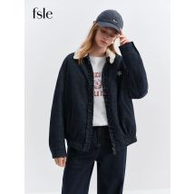 FSLE Stilvolle Vintage-Denim-Damenjacke mit abnehmbarem Spitzenkragen, Winter 2022, neues Design mit Stickerei, kurzer Mantel, Retro-Mantel