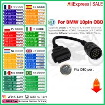 10Pin OBD2 Adapter For BMW Motorcycle For F800GS S1000 R1200GS For ISTA INPA EYES MotoScan Motorcycle Diagnostic Tool Connector