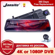 Jansite 10 pollici 4K o 1080P DVR per auto Telecamera anteriore posteriore Touch Screen Stream Media Videoregistratore Doppia lente Specchio Dashcam 24H Park