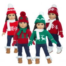 18-Zoll-Puppenbekleidung American og Journey Girl Doll Kleidung Babypuppe Pullover Mütze Winterset Weihnachtskostüm
