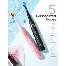 Fairywill Sonic Electric Toothbrush FW-D7 set USB Charge Toothbrushes case for Adult with tooth brush Heads 5 Mode Smart Time