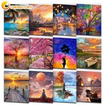 Photo custom DIY Handarbeit Farbe nach Nummer Kit Ölgemälde nach Landschafts nummer auf Leinwand hand gefertigt für Erwachsene Handwerk Geschenk Wohnkultur