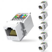ZoeRax 6 Stück Cat6 werkzeuglose RJ45-Keystone-Buchse, kein Stanzwerkzeug erforderlich, Modulkupplung, weiß