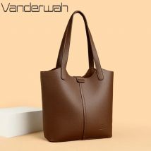 Echte Marke Weiche Leder Schulter Tasche Für Frauen Casual Tote Tasche Weibliche Einfarbig Geldbörse Einfache Design Handtasche Pendeln Sac