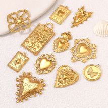 3 pezzi grande cuore sacro/fiore del sole/fashion cuore fascino collana fai da te in acciaio inossidabile grande ciondolo braccialetto fatto a mano creazione di gioielli