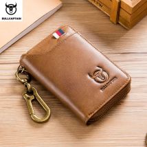 BULLCAPTAIN Borsa per carte chiave da uomo in vera pelle Portachiavi multifunzione di alta qualità Portachiavi per auto Portafoglio Mini Card Bag Portachiavi