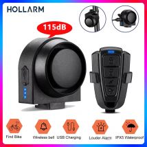 Hollarm Wireless Bike Vibration Alarm Waterproof USB Charging Motorcycle Electric Bicycle Security Burglar Alarm Bell Bike Finde