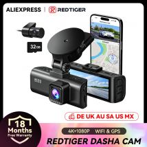 REDTIGER F7NP 4K Dash Camera per auto Schermo IPS da 3,18 pollici Mini Dash Cam Registratore Dvr per auto per modalità parcheggio 24 ore WiFi GPS integrato