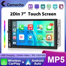 Camecho Autoradio 2 Din Wireless Carplay Android Auto Lettore multimediale per auto universale Autoradio Schermo HD da 7 pollici FM Bluetooth