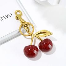 Fashion Delicious Red Cherry Keychain Summer Fruits Cherries Pendant Keyring For Women Men Jewelry Bag Accessories Gift