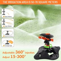 Aktualisiert 360° °   Automatische rotierende Gartenbewässerung, Wassersprinkler, große Flächenabdeckung, verstellbarer Winkel, Rasen- und Hofbewässerung