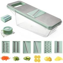 LMETJMA 6 in 1 Affettatrice di Verdure Mandolina Affettatrice di Verdure con 6 Lame Intercambiabili Affettatrice di Verdure Julienne Trituratore JT105