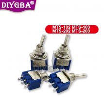 10PCS MTS102 Interruttore a levetta in miniatura Unipolare Doppio tiro SPDT DPDT ON-OFF-ON ON-ON 120VAC 6A 1/4 pollici Montaggio 103 202 203