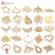 Orecchini a cuore in ottone Color oro 18 carati ciondoli a forma di connettore ciondoli geometrici accessori per la creazione di gioielli fai da te di alta qualità per le donne