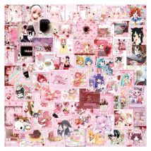80 szt. naklejek Cutecore Kawaii Sanrio DIY naklejki do scrapbookingu telefon bagaż deskorolka wodoodporne naklejki