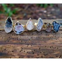 10 Stück verstellbare Achat-Kristall-Statement-Klassiker für Damen, Geode-Schmuck, Boho-Paarring