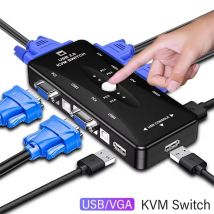 Switch KVM VGA USB 2.0 Switch Adattatore Controller condiviso 4 ingressi 1 uscita per computer Proiettore Stampante Tastiera Mouse Cavo KVM