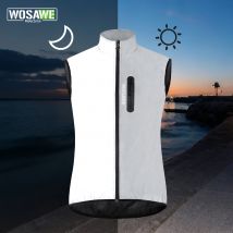 WOSAWE Gilet da ciclismo da uomo Giacca a vento Giacca impermeabile senza maniche Primavera Autunno Antivento Gilet da bicicletta per bici Notte incandescente
